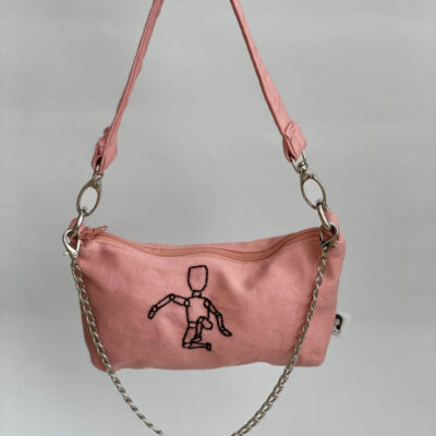 תיק הובו קטן עבודת יד ורוד ממוחזר רקמה יחודית