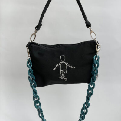 תיק הובו בעבודת יד שחור עם רקמה יחודית