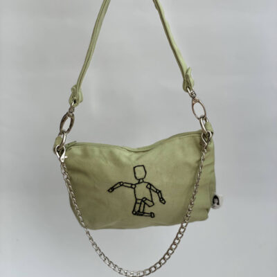 תיק הובו בעבודת יד ירוק ממוחזר עם שרשרת