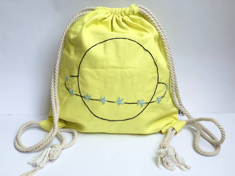 תיק שק כוכב לכת מבד ממוחזר עבודת יד