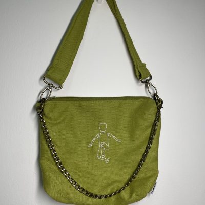 תיק הובו ירוק קטן רקמה בעבודת יד